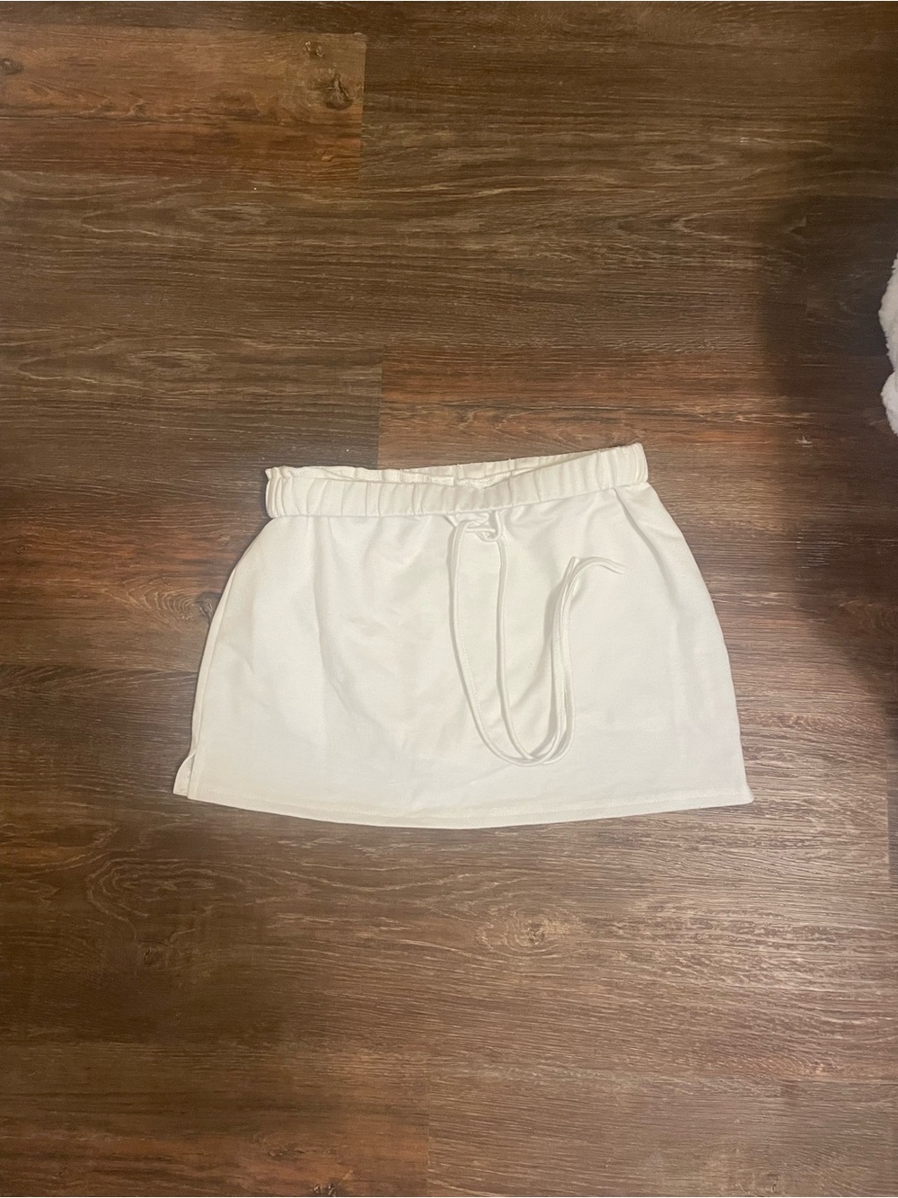 Amazon Casual Drawstring Mini Skirt in Off-White